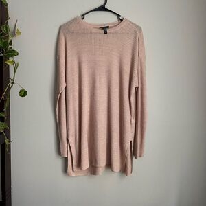 Eileen Fisher Organic Linen Lightweight Sweater Round Neck Pink size Small